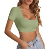 image:imageLYANER Womens Scoop Neck Sexy Crop TopsBean Green