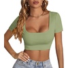 image:imageLYANER Womens Scoop Neck Sexy Crop TopsBean Green