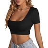 image:imageLYANER Womens Scoop Neck Sexy Crop TopsBlack