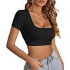 image:imageLYANER Womens Scoop Neck Sexy Crop TopsBlack