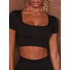 image:imageLYANER Womens Scoop Neck Sexy Crop TopsBlack