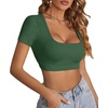 image:imageLYANER Womens Scoop Neck Sexy Crop TopsDark Green