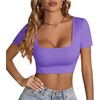image:imageLYANER Womens Scoop Neck Sexy Crop TopsDark Purple