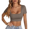 image:imageLYANER Womens Scoop Neck Sexy Crop TopsGray