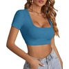 image:imageLYANER Womens Scoop Neck Sexy Crop TopsHaze Blue