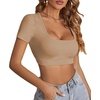 image:imageLYANER Womens Scoop Neck Sexy Crop TopsKhaki