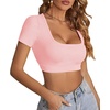 image:imageLYANER Womens Scoop Neck Sexy Crop TopsLight Pink