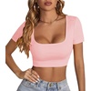 image:imageLYANER Womens Scoop Neck Sexy Crop TopsLight Pink