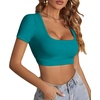 image:imageLYANER Womens Scoop Neck Sexy Crop TopsPeacock Green