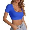 image:imageLYANER Womens Scoop Neck Sexy Crop TopsPure Royal Blue