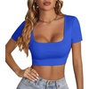 image:imageLYANER Womens Scoop Neck Sexy Crop TopsPure Royal Blue