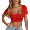 image:imageLYANER Womens Scoop Neck Sexy Crop TopsRed
