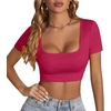 image:imageLYANER Womens Scoop Neck Sexy Crop TopsRose