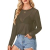 image:imageLYANER Womens Sheer Mesh See Through BlouseArmy Green