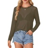 image:imageLYANER Womens Sheer Mesh See Through BlouseArmy Green