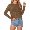 image:imageLYANER Womens Sheer Mesh See Through BlouseBrown01