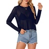 image:imageLYANER Womens Sheer Mesh See Through BlouseNavy Blue