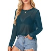 image:imageLYANER Womens Sheer Mesh See Through BlouseTeal Blue