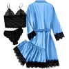 image:imageLYANER Womens Silk Satin Sexy Pajamas SetBright Blue
