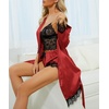 image:imageLYANER Womens Silk Satin Sexy Pajamas SetBright Red