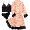 image:imageLYANER Womens Silk Satin Sexy Pajamas SetCoral Pink Floral Print