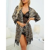 image:imageLYANER Womens Silk Satin Sexy Pajamas SetLeopard