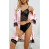 image:imageLYANER Womens Silk Satin Sexy Pajamas SetLight Pink Print