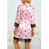 image:imageLYANER Womens Silk Satin Sexy Pajamas SetPink Red Print