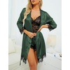 image:imageLYANER Womens Silk Satin Sexy Pajamas SetPlain Deep Green