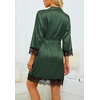 image:imageLYANER Womens Silk Satin Sexy Pajamas SetPlain Deep Green