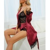 image:imageLYANER Womens Silk Satin Sexy Pajamas SetPure Wine Red
