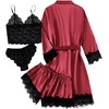 image:imageLYANER Womens Silk Satin Sexy Pajamas SetPure Wine Red
