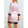 image:imageLYANER Womens Silk Satin Sexy Pajamas SetWhite Pink Stripe