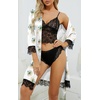 image:imageLYANER Womens Silk Satin Sexy Pajamas SetWhite Print