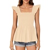 image:imageLYANER Womens Smocked Casual Peplum TopBeige