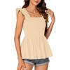 image:imageLYANER Womens Smocked Casual Peplum TopBeige