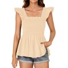 image:imageLYANER Womens Smocked Casual Peplum TopBeige