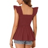image:imageLYANER Womens Smocked Casual Peplum TopBurgundy