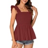 image:imageLYANER Womens Smocked Casual Peplum TopBurgundy