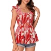 image:imageLYANER Womens Smocked Casual Peplum TopFloral Pink