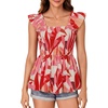 image:imageLYANER Womens Smocked Casual Peplum TopFloral Pink