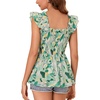 image:imageLYANER Womens Smocked Casual Peplum TopPrinted Light Green