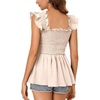 image:imageLYANER Womens Smocked Casual Peplum TopSolid Beige