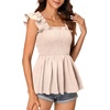 image:imageLYANER Womens Smocked Casual Peplum TopSolid Beige