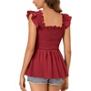 image:imageLYANER Womens Smocked Casual Peplum TopSolid Burgundy