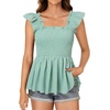 image:imageLYANER Womens Smocked Casual Peplum TopSolid Sage Green