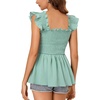 image:imageLYANER Womens Smocked Casual Peplum TopSolid Sage Green