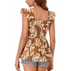 image:imageLYANER Womens Smocked Casual Peplum TopTropical Caramel
