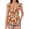 image:imageLYANER Womens Smocked Casual Peplum TopTropical Caramel