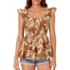 image:imageLYANER Womens Smocked Casual Peplum TopTropical Caramel